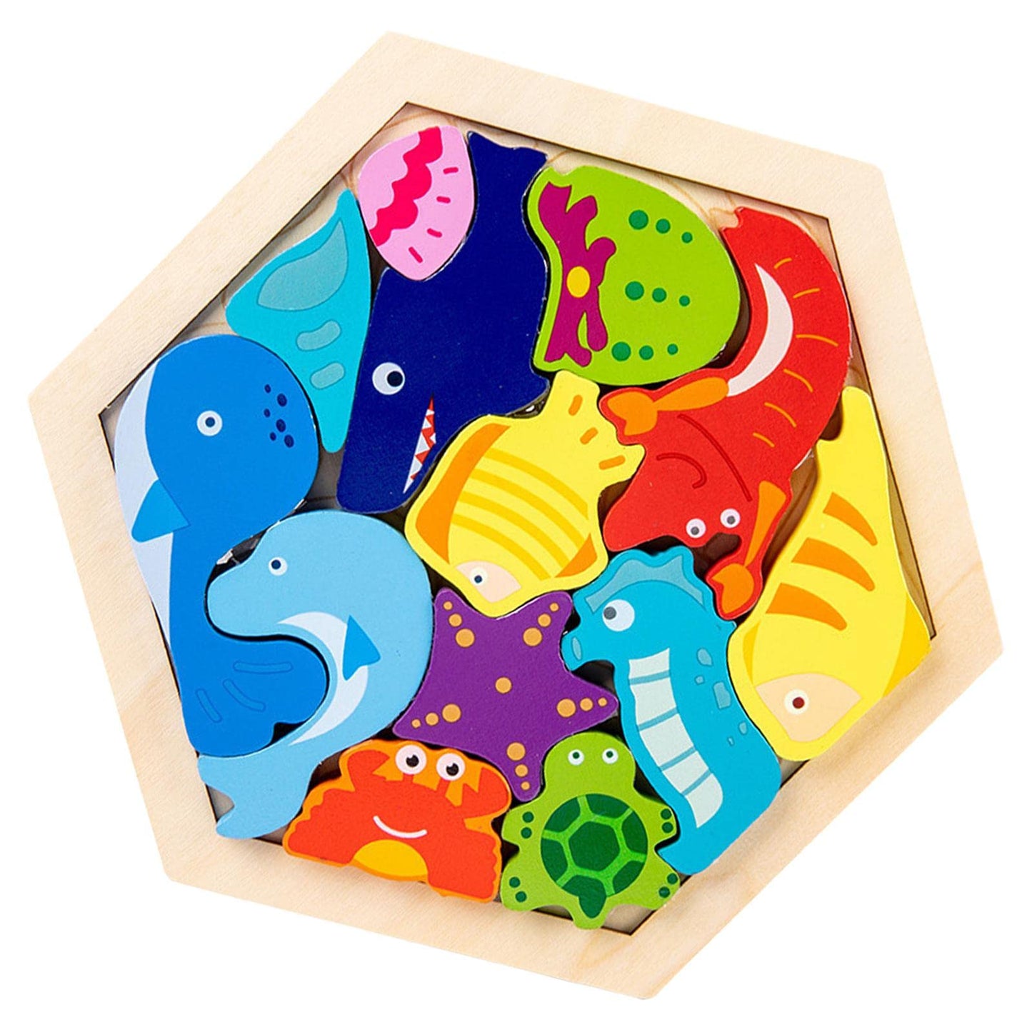 Secret Desire Wooden Jigsaw Puzzles Sorting Stacking Blocks Educational Toy Marine Life|Developmental Baby Toys