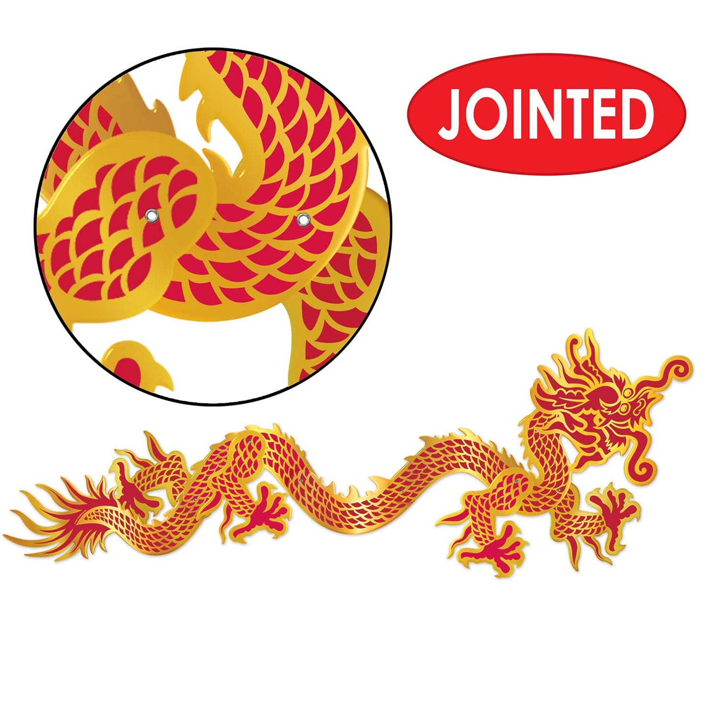 Beistle 2 Piece Chinese New Year Decorations Jointed Dragon Cut Outs for Asian Theme Party Supplies, Celebrating with You Since