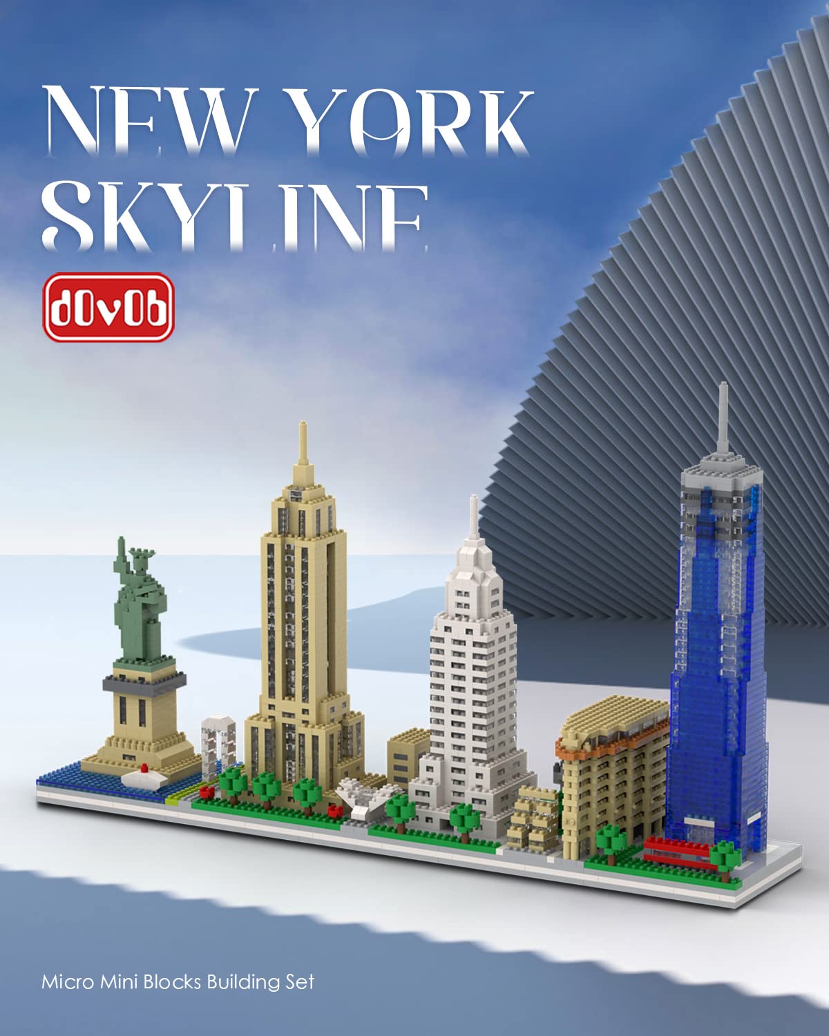 dOvOb Micro Mini Blocks Building Set - New York Skyline, 3048 Pieces, Plastic, Multicolor, Model QS010