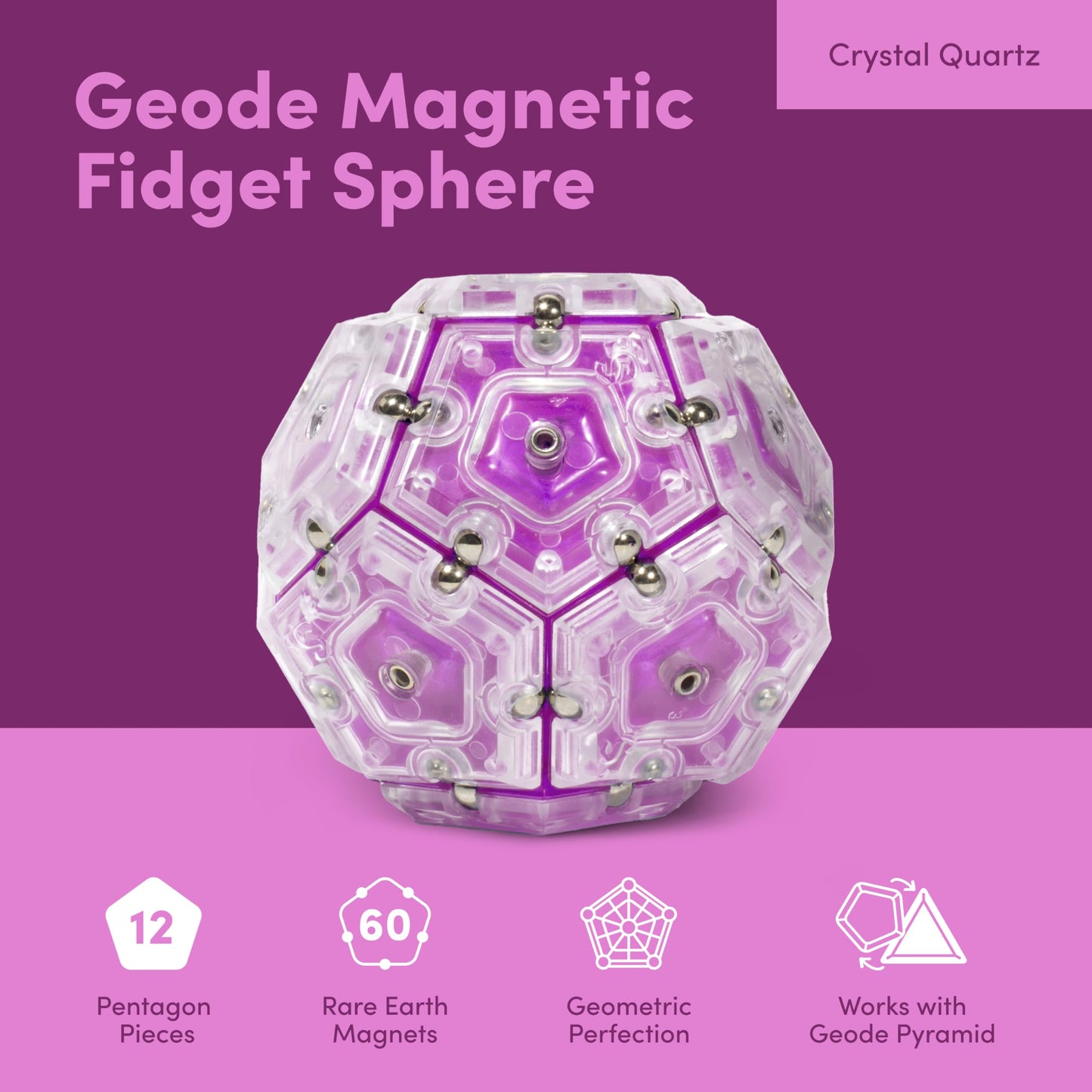 Speks Geode Sphere Magnetic Fidget Toy for mature-themeds | Quiet mature-themed Sensory Toy for Stress Relief & Anxiety  Office Desk Toy & Top Gadget Gift Idea | Quartz  12-Piece Set