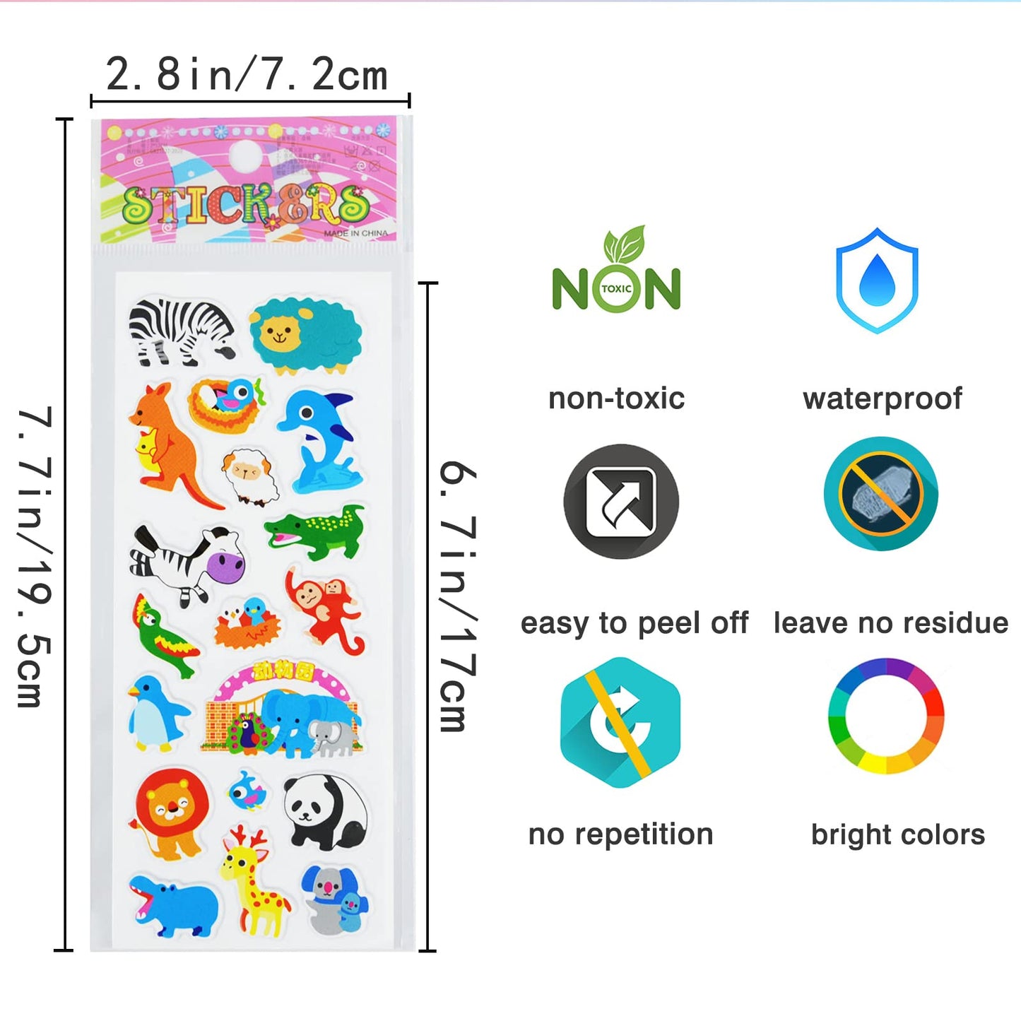 24 Sheets(400+) Animal 3D Puffy Stickers For Toddlers Kids, Bulk Preschool Sticker Sheets For Reward, Craft, Scrapbooking