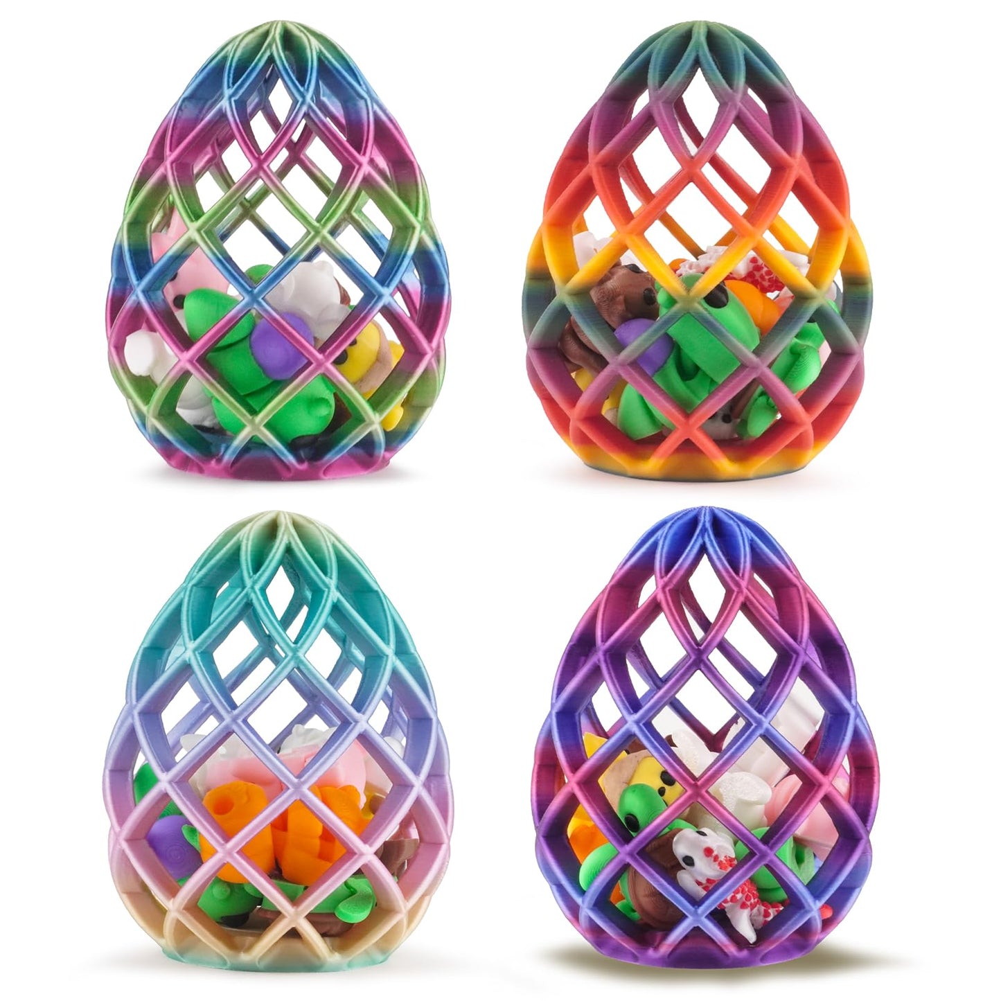 9 Pcs Mini Dragon Eggs With Tiny Animal Figurines - 3D Printed Easter Basket Stuffers, Prefilled Surprise Eggs, Cute Miniature A