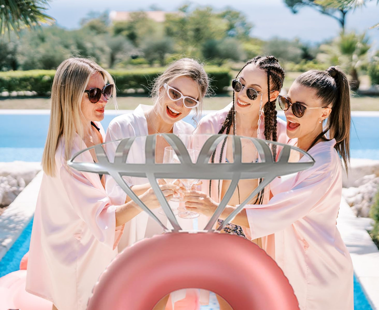 GRIP A POOL Inflatable Diamond Ring Floatie - Rose Gold, Pack of 1, Perfect for Bachelorette Party Decorations and Bridal Showers