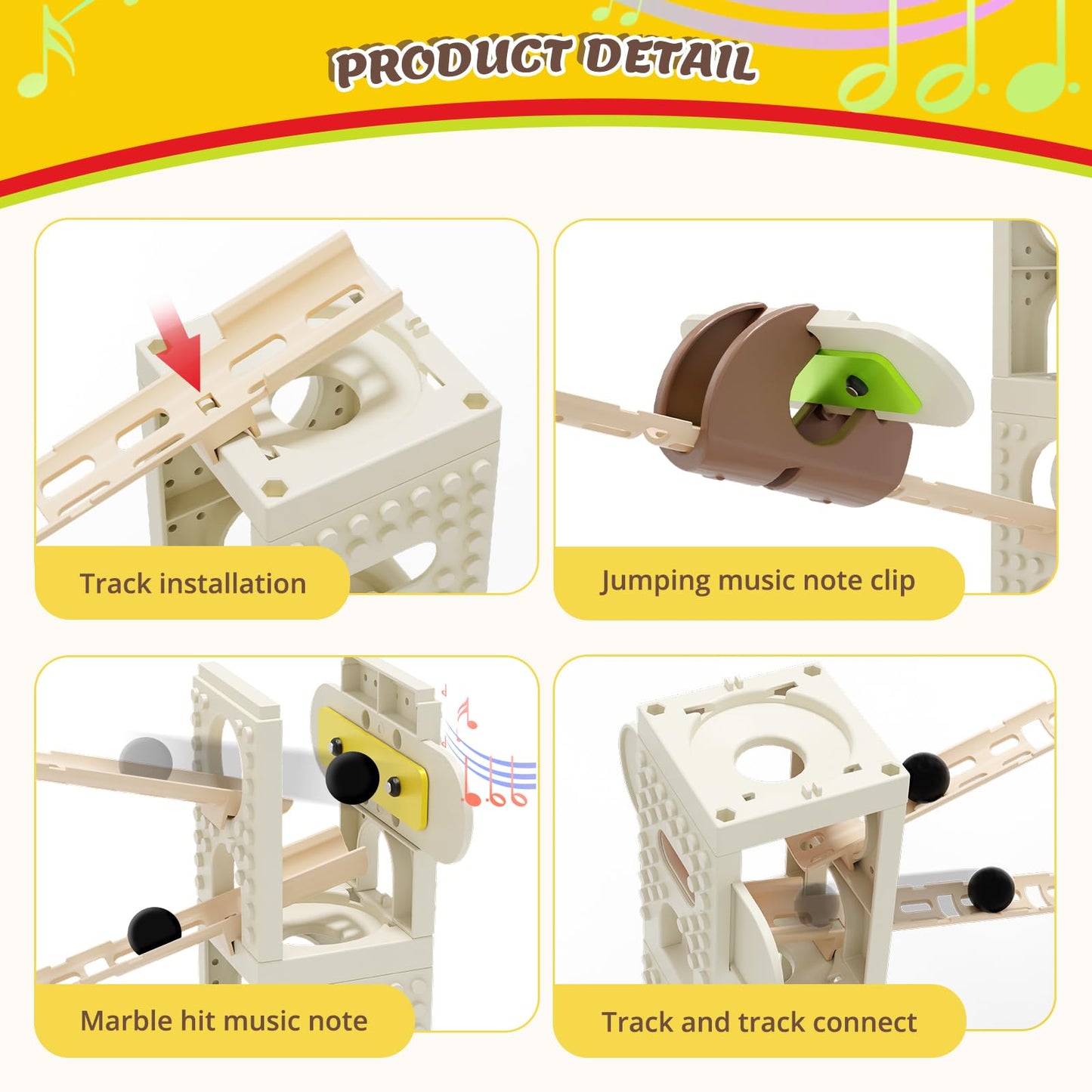 Fygurso Marble Runs For Kids 6-8 With Music Pillars, Stem Toys With Marble Runs Music, Educational Learning Marble Maze Track To