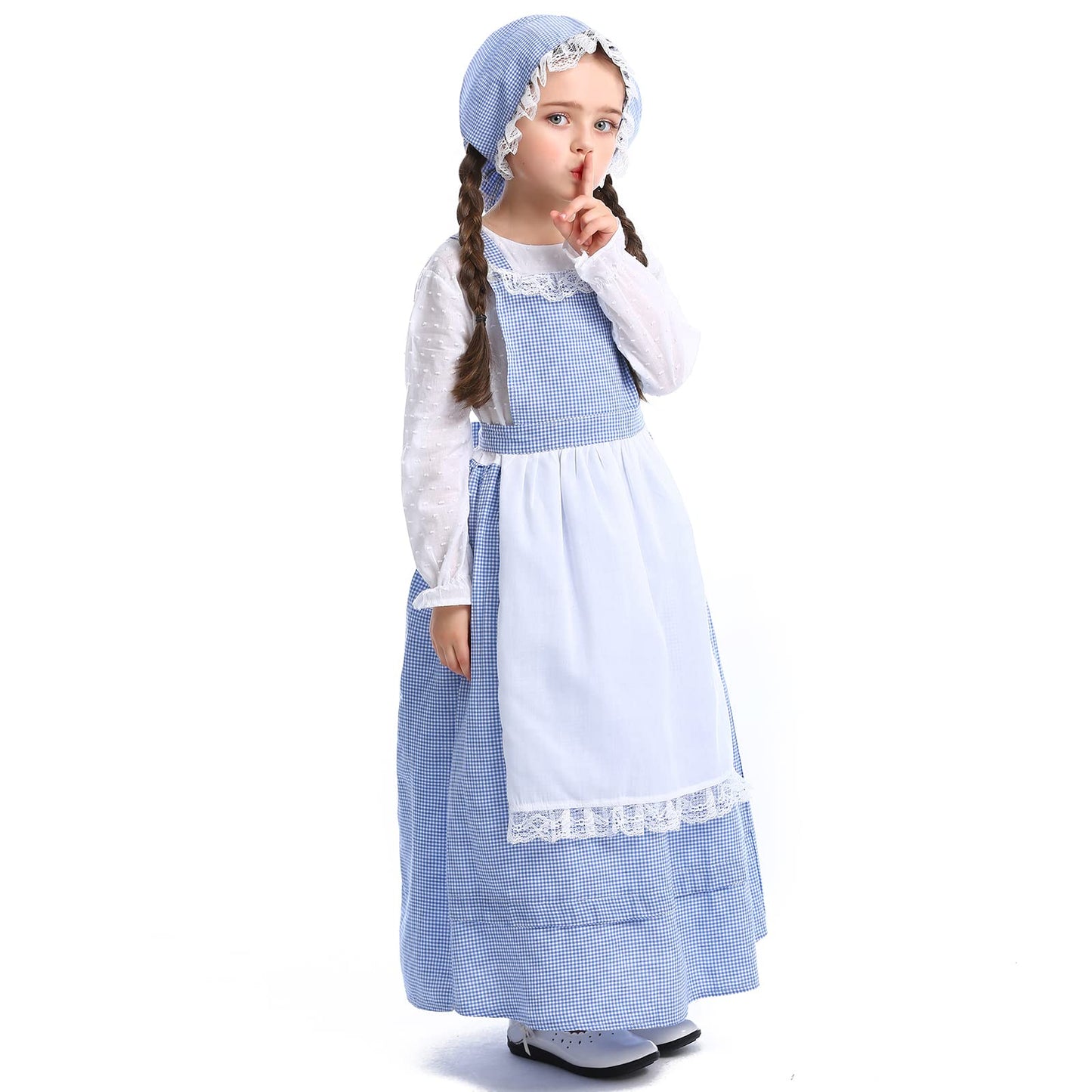 Pioneer Girl Costume Colonial Outfits Colonial Costume Girls Pioneer Dresses For Girls Colonial Prairie Blue Dress Long Sleeve C
