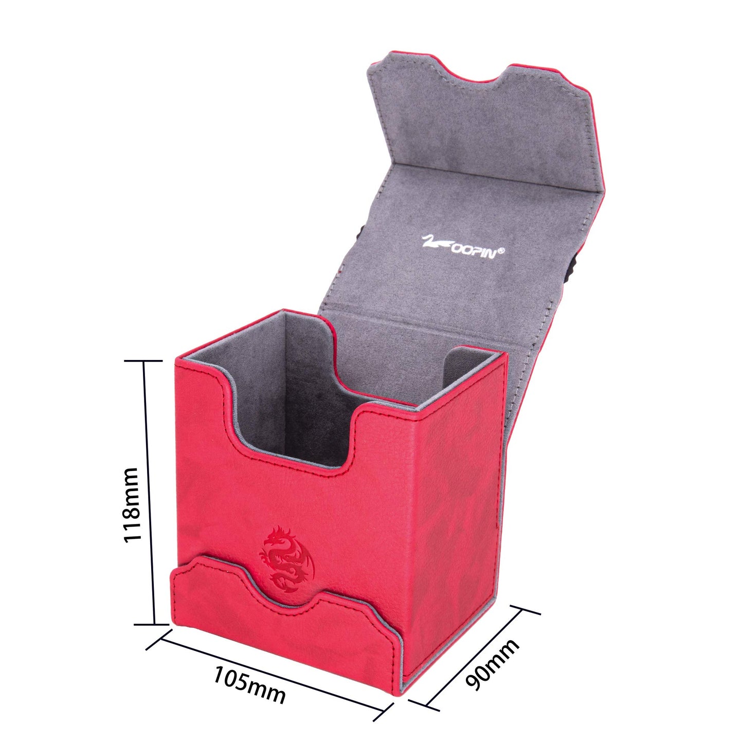 Zoopin Leather Deck Box With Built-In Spinning Life Counter, Red For Mtg,Yugioh,Pokeman,Tes Legacy,Munchkins Ccg Decks And Also