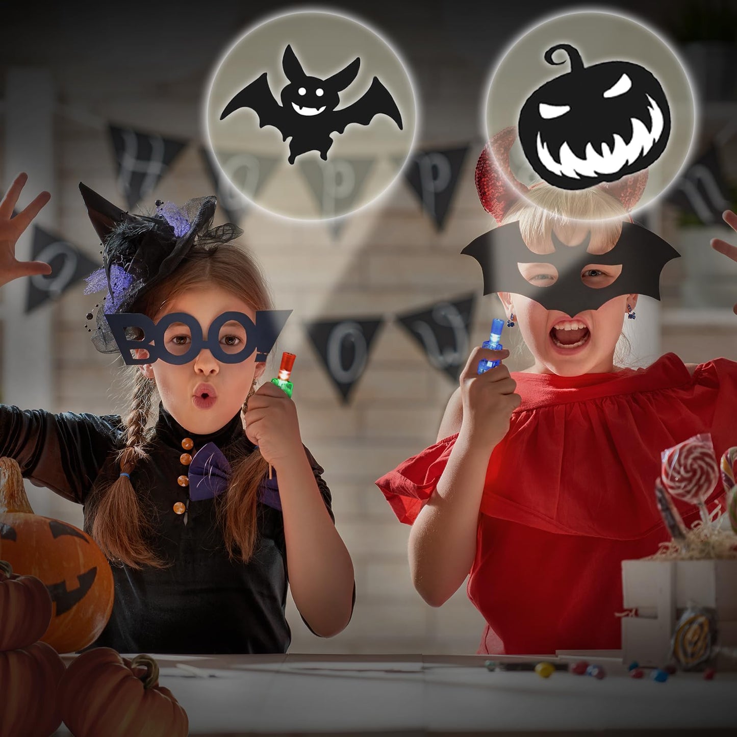 LAKULIO 36pcs Halloween LED Finger Lights, Halloween Party Favors for Kids Halloween LED Light Up Toys Classroom Rewards Gifts,