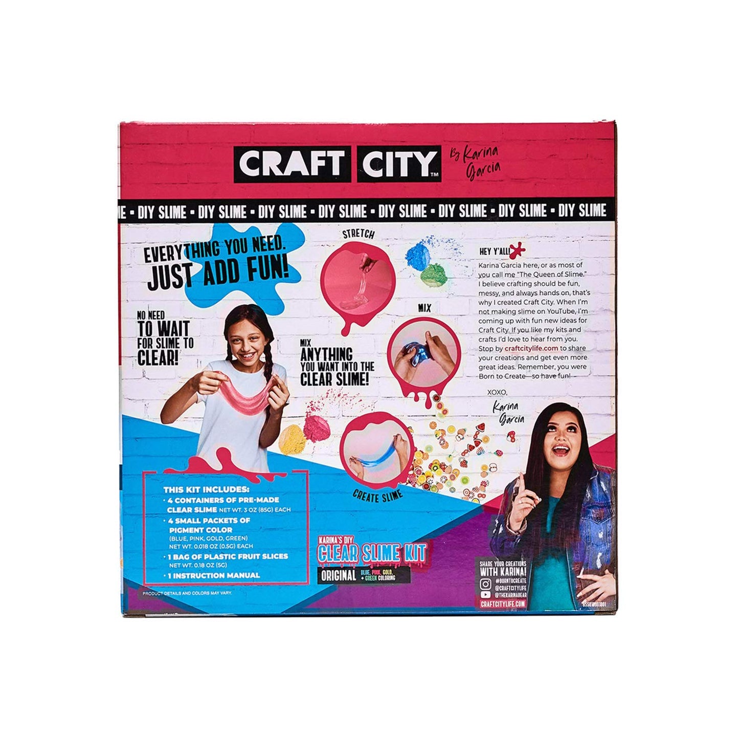 Craft City Karina Garcia Diy Clear Slime Kit | 4 Pack | Pre Made Slime | Ages 8+