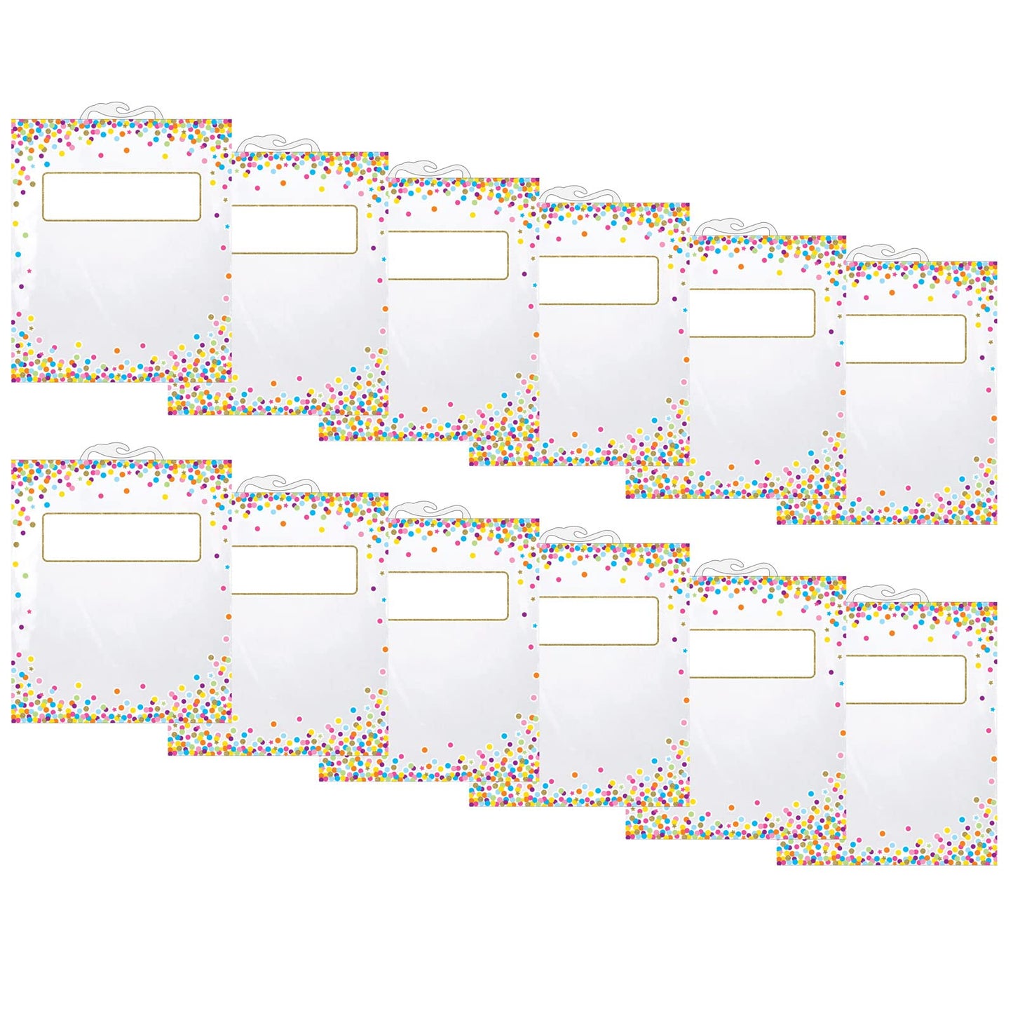 Ashley Productions Hanging Confetti Pattern Storage/Book Bag, 10.5 x 12.5, 6 Per Pack, 2 Packs