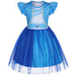 Wonderbabe Chloe Descendants Costume Girls Rise Red Costume Blue Dress Birthday Party Outfits Princess Dress Up Tulle Mesh Dress