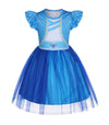 Wonderbabe Chloe Descendants Costume Girls Rise Red Costume Blue Dress Birthday Party Outfits Princess Dress Up Tulle Mesh Dress