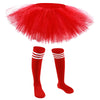 5 Layered Tutu Skirt For Kids Tulle Tutu Skirt With Tube Socks Princess Runners Costumes Cosplay For Girls Kids (Red)