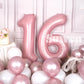 Suwen 40 Inch Pink Large 16 Number Balloons Big Foil Helium Number Balloons 0-9 Jumbo Happy 16Th Mylar Birthday Party Decoration
