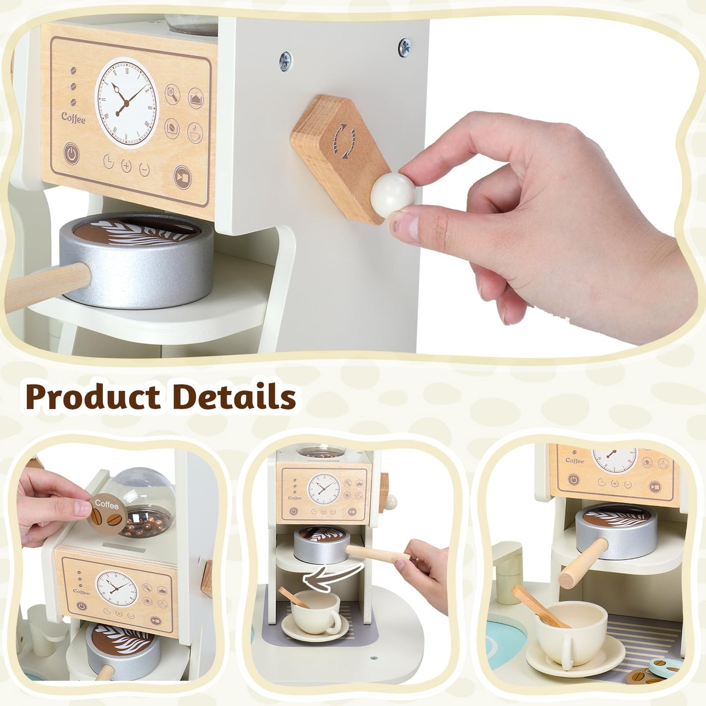 Ktaxon Wooden Play Kitchen For Kids, Pretend Kitchen Playset With Coffee Maker, Toy Washing Machine & Cooking Set Accessories Fo