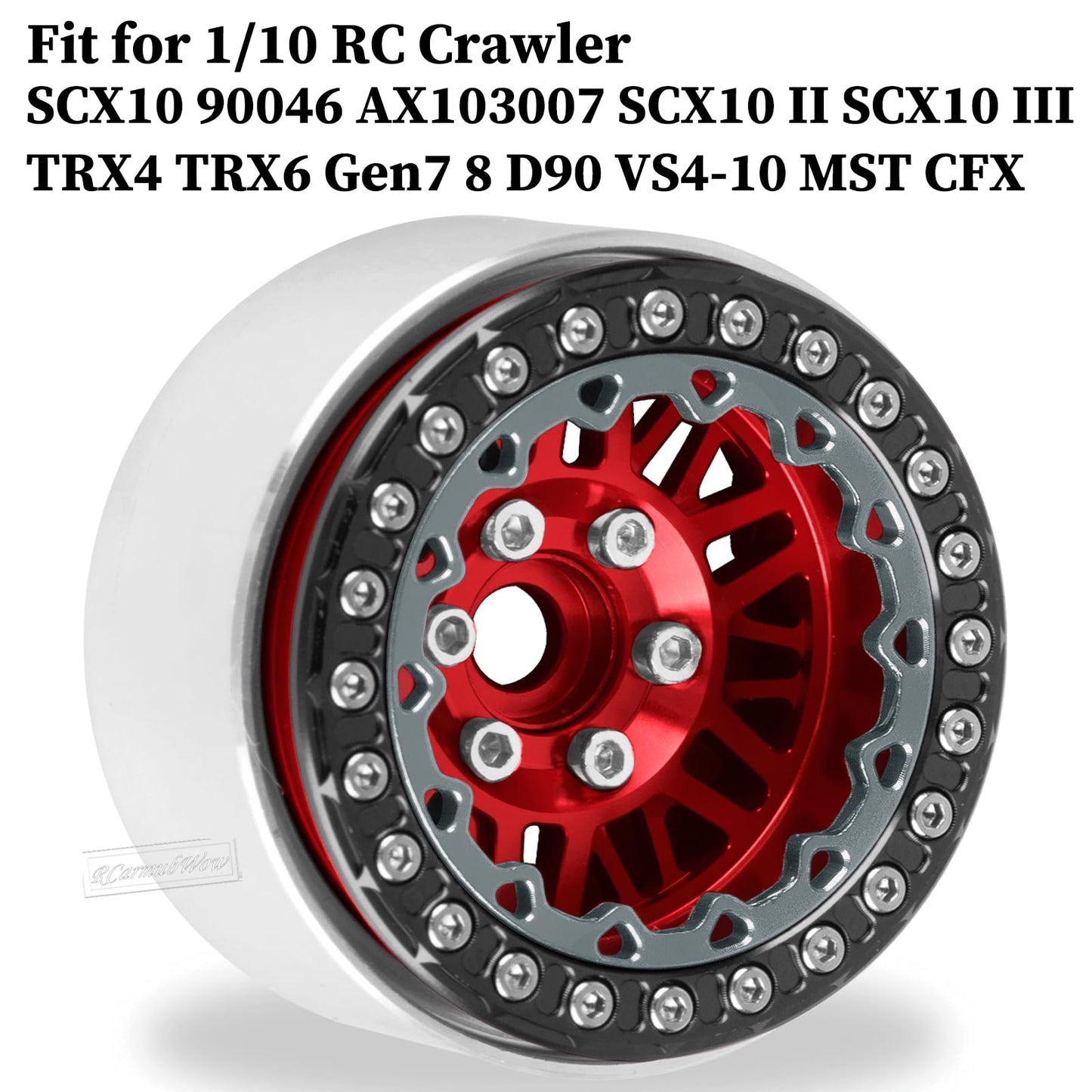 RCarmubWow RC 1.9'' Beadlock Wheels 1.9 Beadlock Rims for 1/10 SCX10 90046 AX103007 TRX4 TRX6 Gen7 8 D90 VS4-10 MST CFX RC Crawl