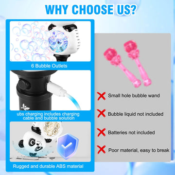Aooess Bubble Machine For Kids Ages 4-8 Years Old: Light Up Bubble Wand Bubble Machine For Parties Outside Toys For Toddlers 3-5