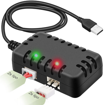 Crazepony 2-in-1 USB Balance Charger Cable 1A with XH-3P Connector Plug for 2S 7.4V LiPo Battery RC Car Boat Rock Crawler FPV Dr
