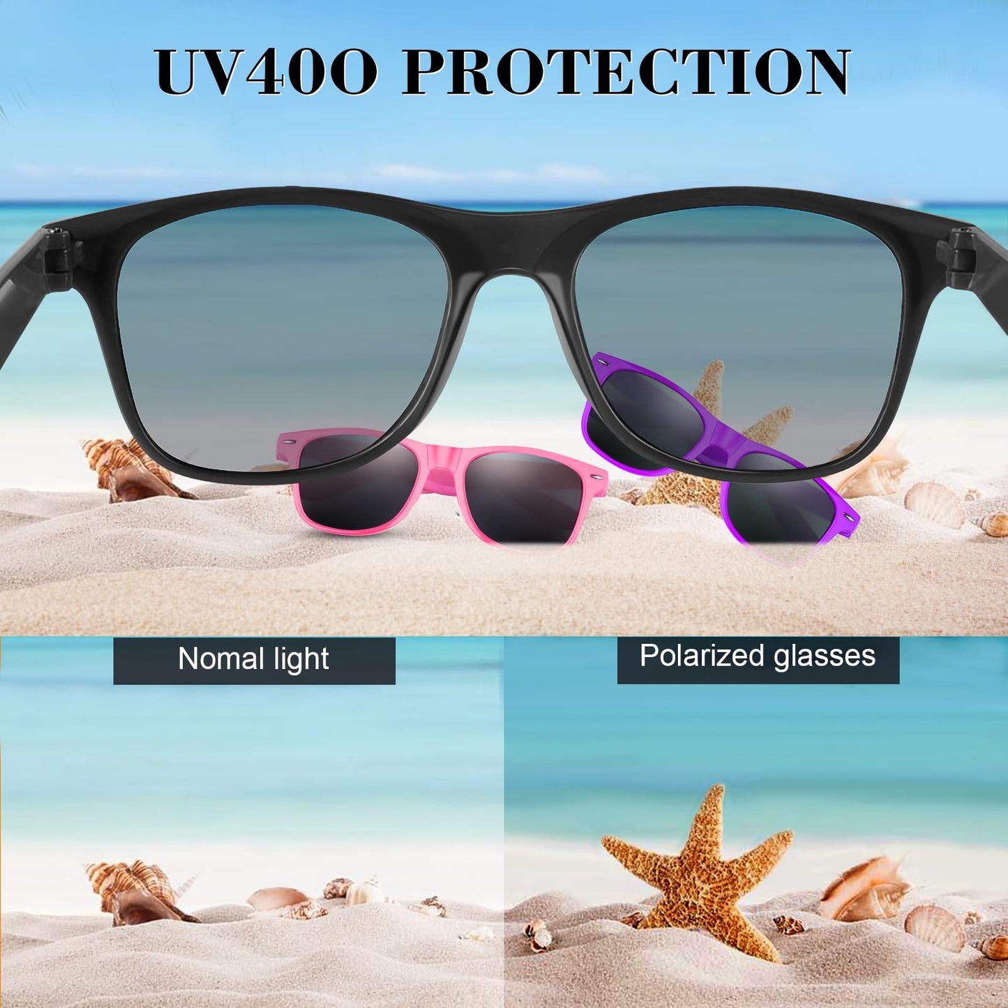 Fepito 24 Pack Party Sunglasses Bulk For Birthday Party Favors Goody Bag Fillers For Beach Pool Party Toys For Adults, Black
