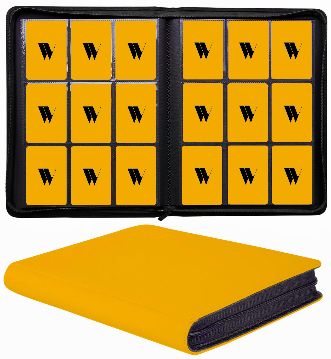enhanced 9-Pocket Zippered Trading Card Binder  540 Pockets Double-Sided Side-Loading Card Organizer Album  PU Leather Card Holder Protector for MTG  TCG  Sports Cards Yellow