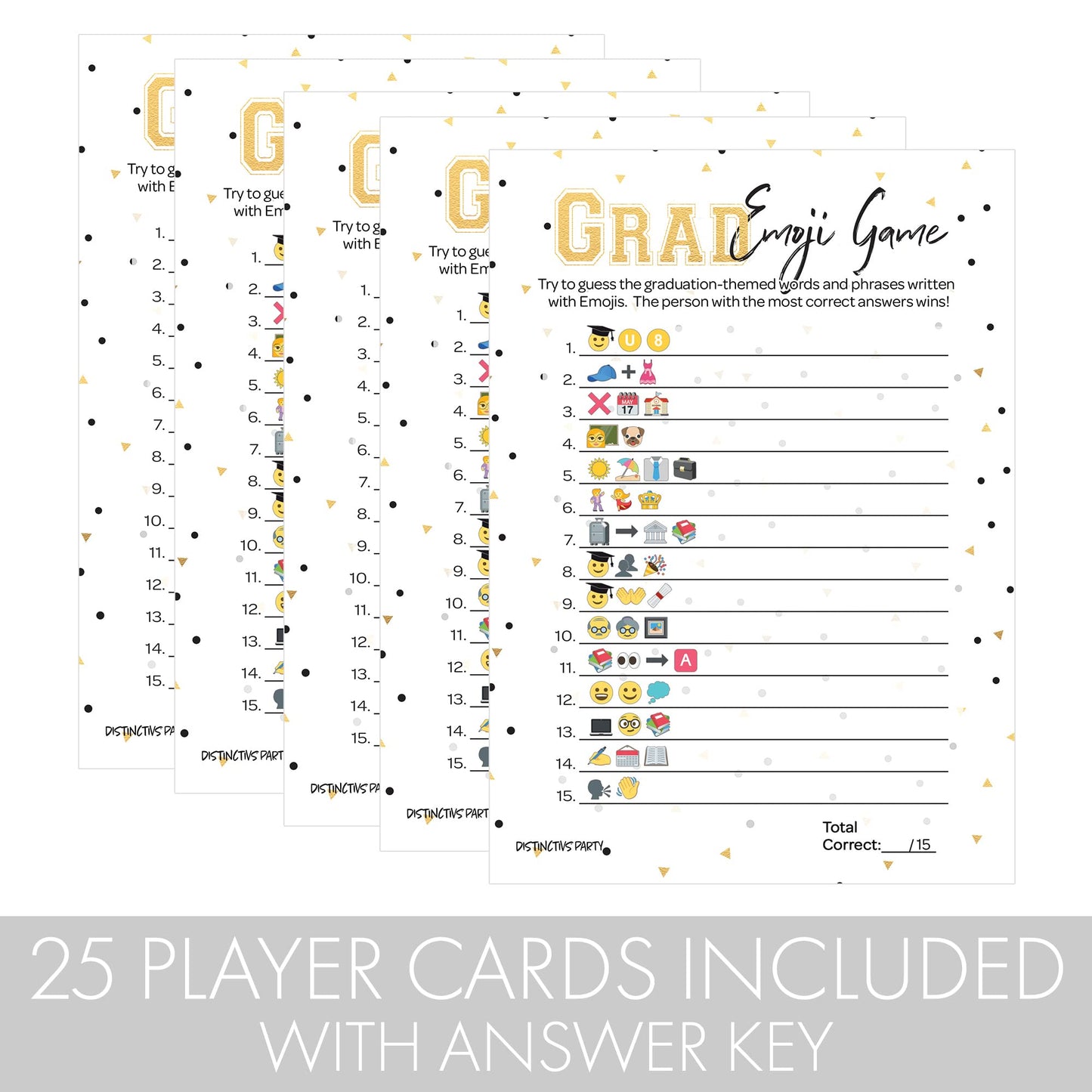 Distinctivs Graduation Party Emoji Game - 25 Players