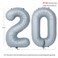 40 In Matte Gray Number Balloons Helium Foil Mylar Balloon Birthday Party Banquet Decoration 20