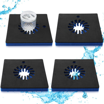 Newtay 4 Pcs Foam Floating Drink Holder For Pool 9.5 Inch Blue And Black Refreshment Table Tray Portable Tumbler Pool Bar Access