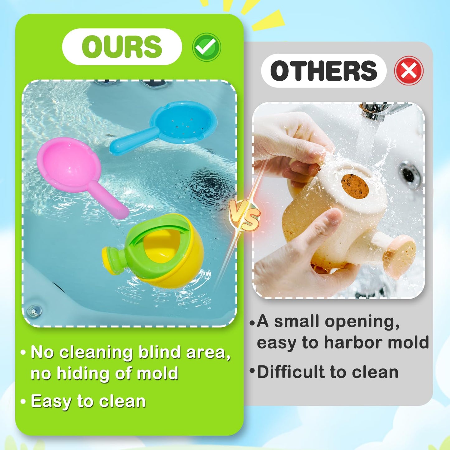 Bath Toys For Toddlers Age 1-3 - Baby Bath Tub Swimming Pool Water Table Toys, Easy To Clean, Mold Free Water Toys Fun Tactile T