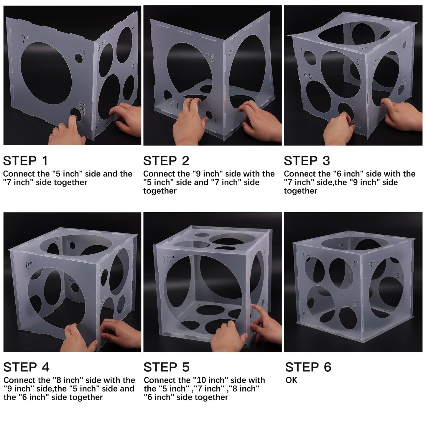 Auihiay 14 Holes Balloon Sizer Cube, Balloon Measurement Tool With Instructions, Balloon Sizr Tool For Balloon Arches, Balloon Column, Balloon Party Decoration (1-10 Inch)