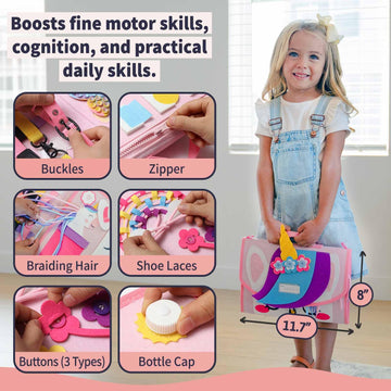 Unicorn Busy Board For 3 Year Old Girl - Toddler Girl Toys, Gifts For 3+ Year Old Girls - Toys For 3 Year Old Girl. Montessori T