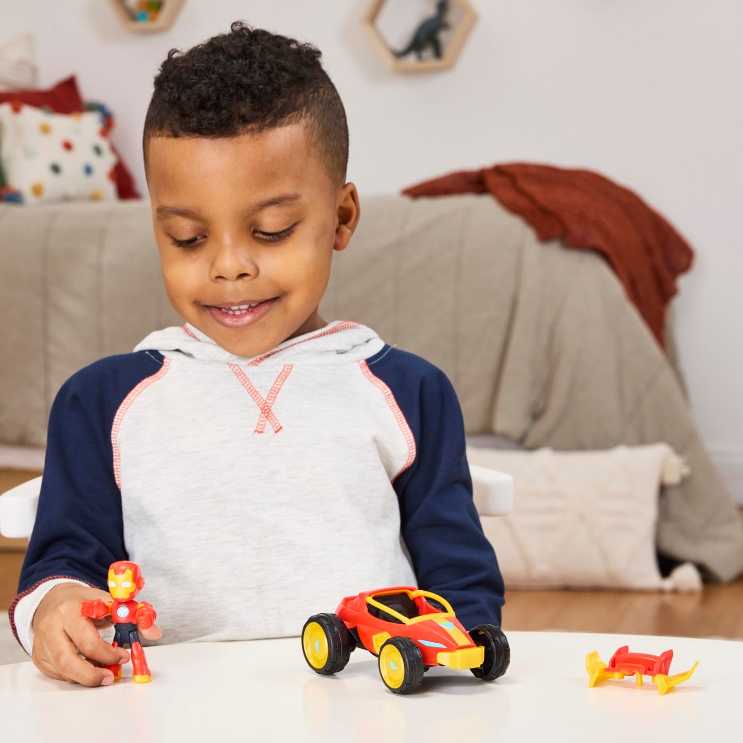 IRON MAN AND HIS AWESOME FRIENDS Marvel Iron Racer Action Figure & Toy Vehicle  3-Inch Action Figures  Super Hero Toys for Kids  Ages 3+