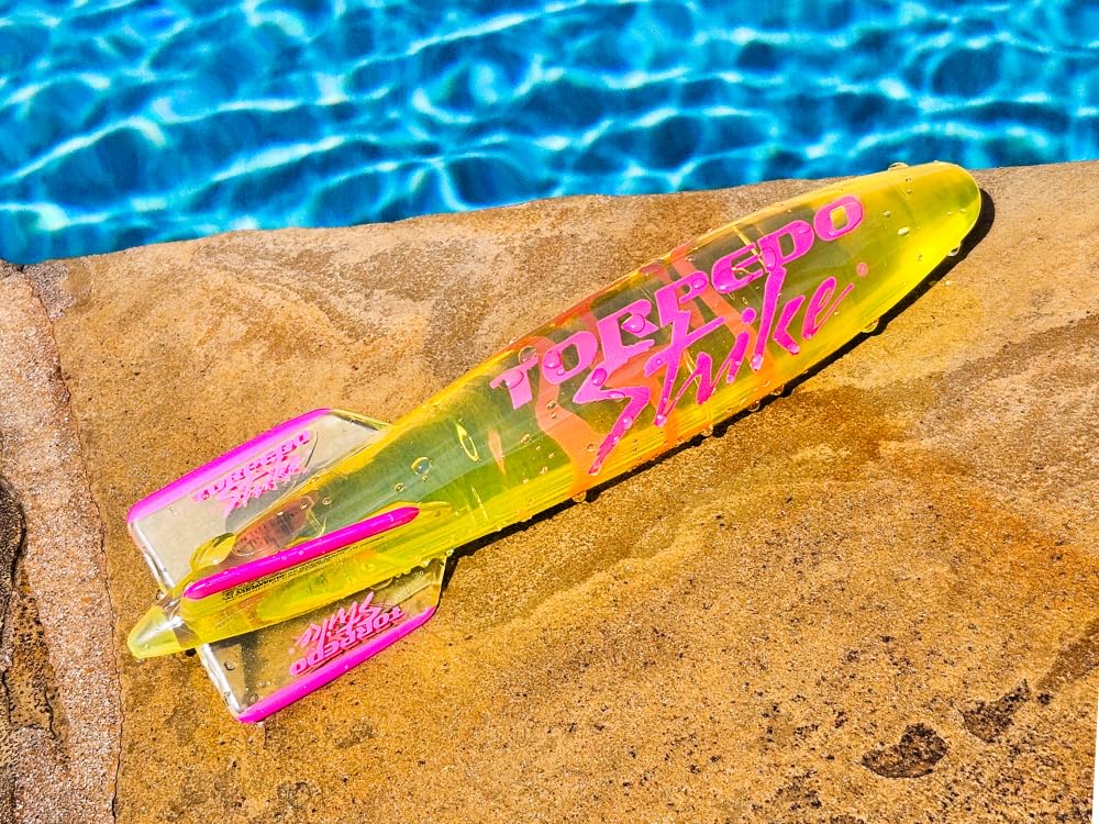Torpedo Strike SpinFin 10.25 Large Ultra enhanced Pool Torpedo Rocket Spins & Glides Up to 30 Feet Like Underwater Football for Under Water Passing Games Underwater Torpedo Diving Toy Glider (Yellow)