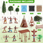 44 Pcs Native American Indians Figures Toys Set, Plastic Figurine Toys Includes Indian Figurines, Trees, Moss, Sand, Stones For Kids Historical Education School Project Decoration Birthday Halloween