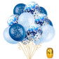 Shuntai Second Birthday Balloons Blue 2Nd Happy Birthday Party Decorations Blue Latex Confetti Balloon For 2 Years Old Themes Bi