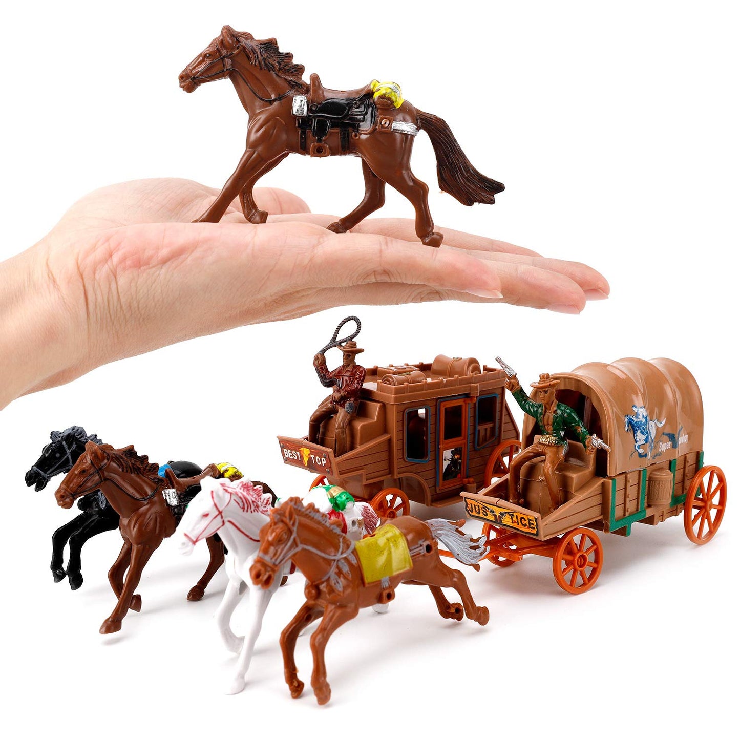 Liberty Imports 58 Pcs Wild West Cowboys And Indians Plastic Figures Play Set, Educational Toys Bucket Of Native American Indians Plastic Action Soldiers Figurines And Accessories
