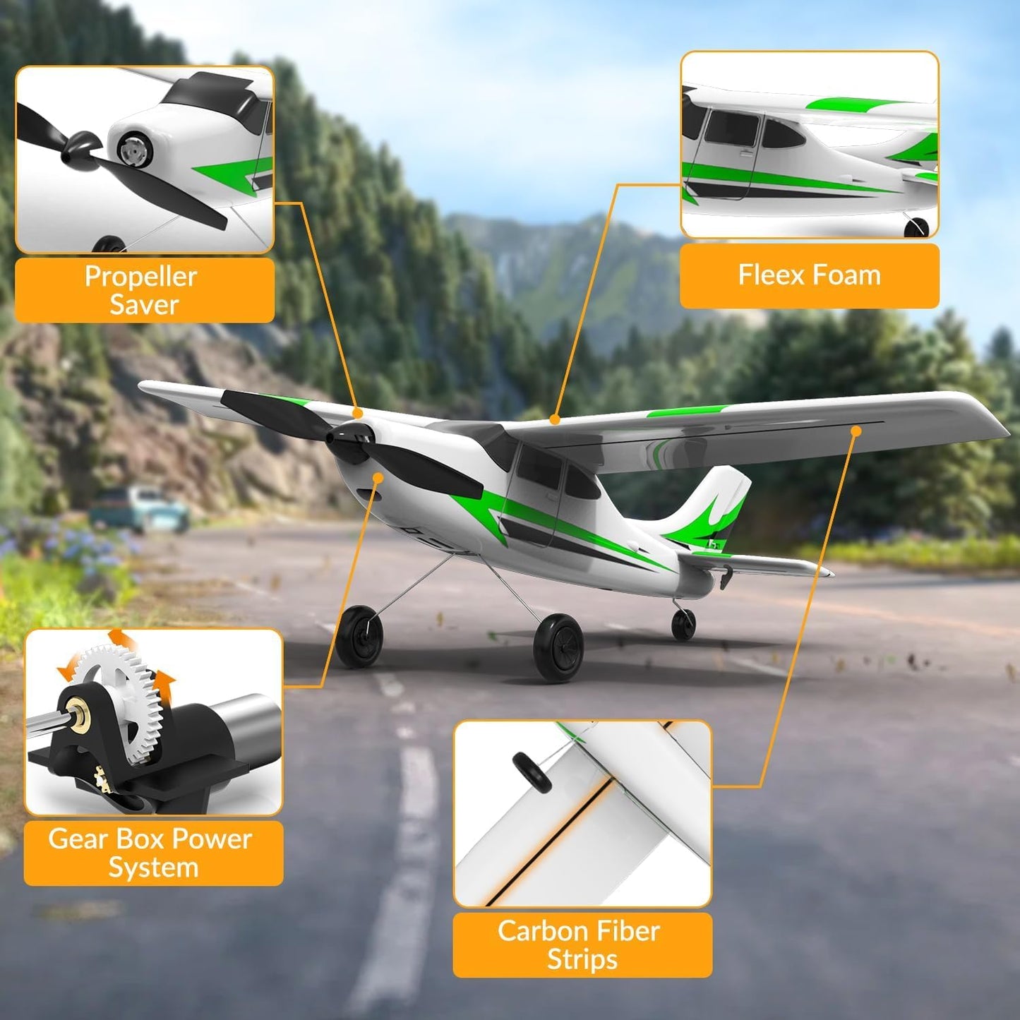 Volantexrc Rc Plane Trainer 3Ch Remote Control Airplane With Prop Saver, 6-Axis Gyro Stabilizer & 3 Modes To Fly, Hobby Radio Co