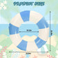 Whaline 4Pcs White Blue Inflatable Swimming Float Toys Classic Striped Swim Rings Fun Prints Pool Loungers Tube For Kids Boys Gi