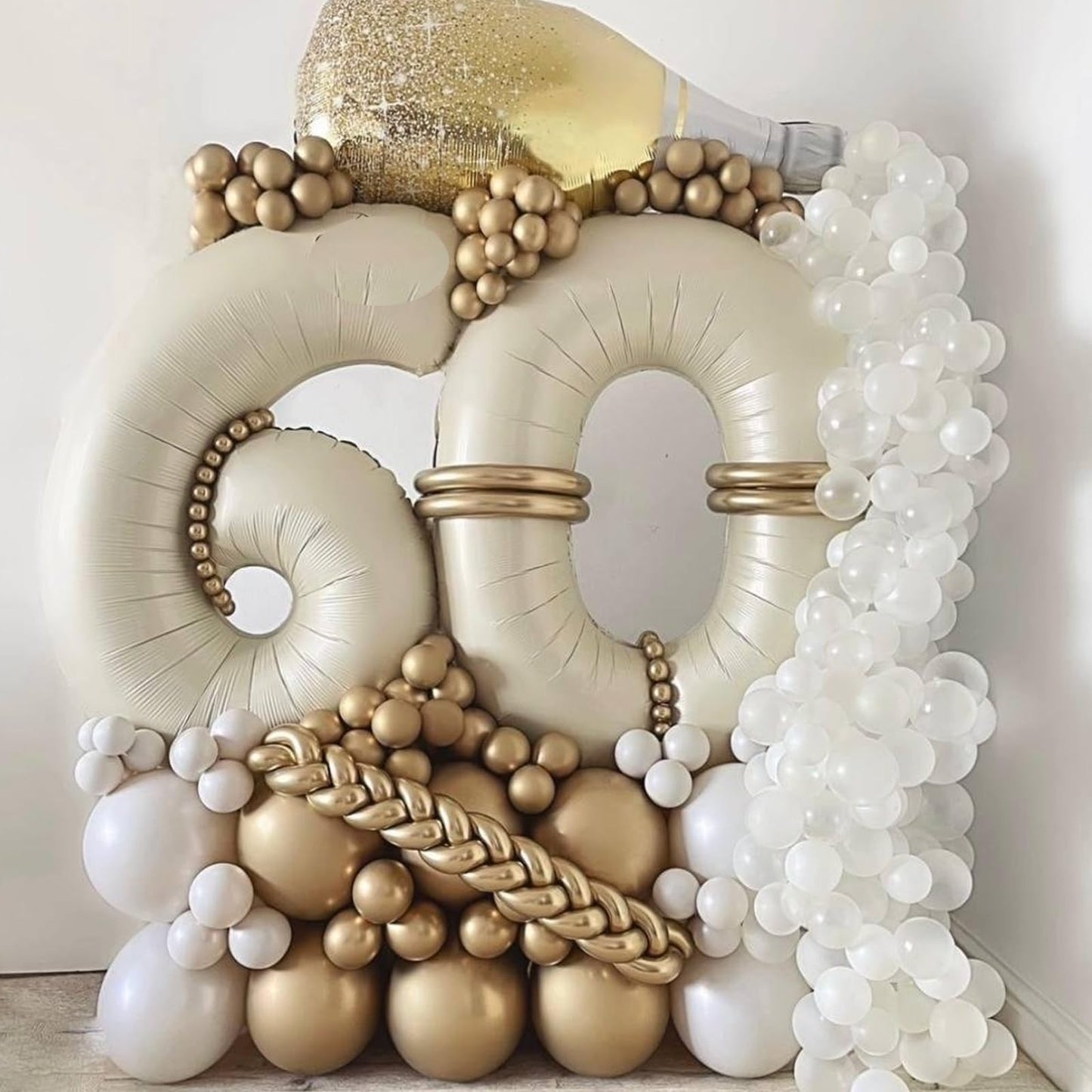 40 Inch Cream Number 6 Balloon, Beige Large 6Th Birthday Balloons, Digital 6 Cream White Giant 6 Foil Balloon Helium For Boys Gi