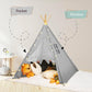 Chic Grey and Stars Kids Teepee Tent with Magic Star Lights, Large and Durable 100% Cotton Tipi Play Tent for Boys and Girls, Id