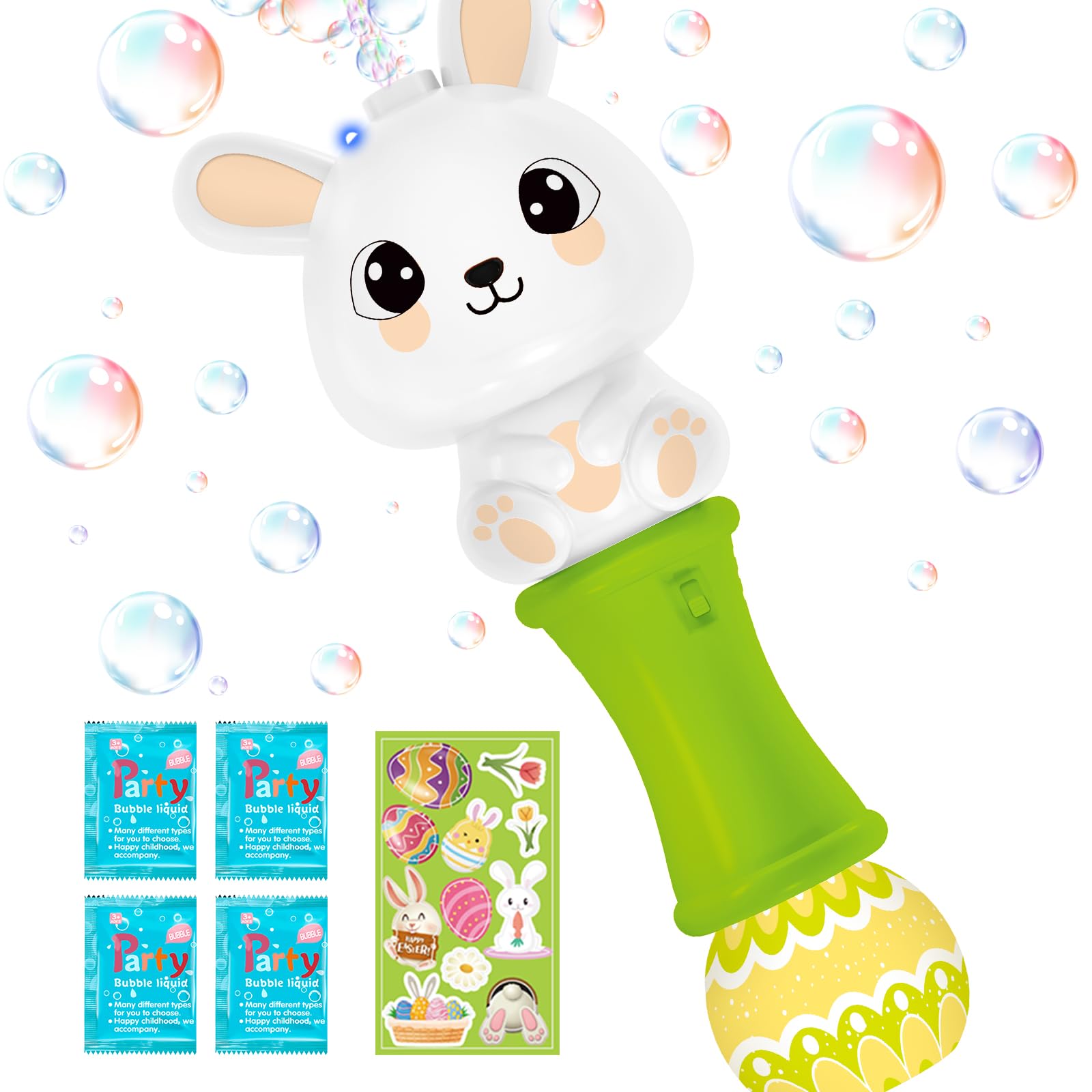 Springflower Easter Bubble Wand, Bubble Maker With Led Light-Up Effect For Kids, Bubble Toy For Easter Party Favor Supplies, Eas