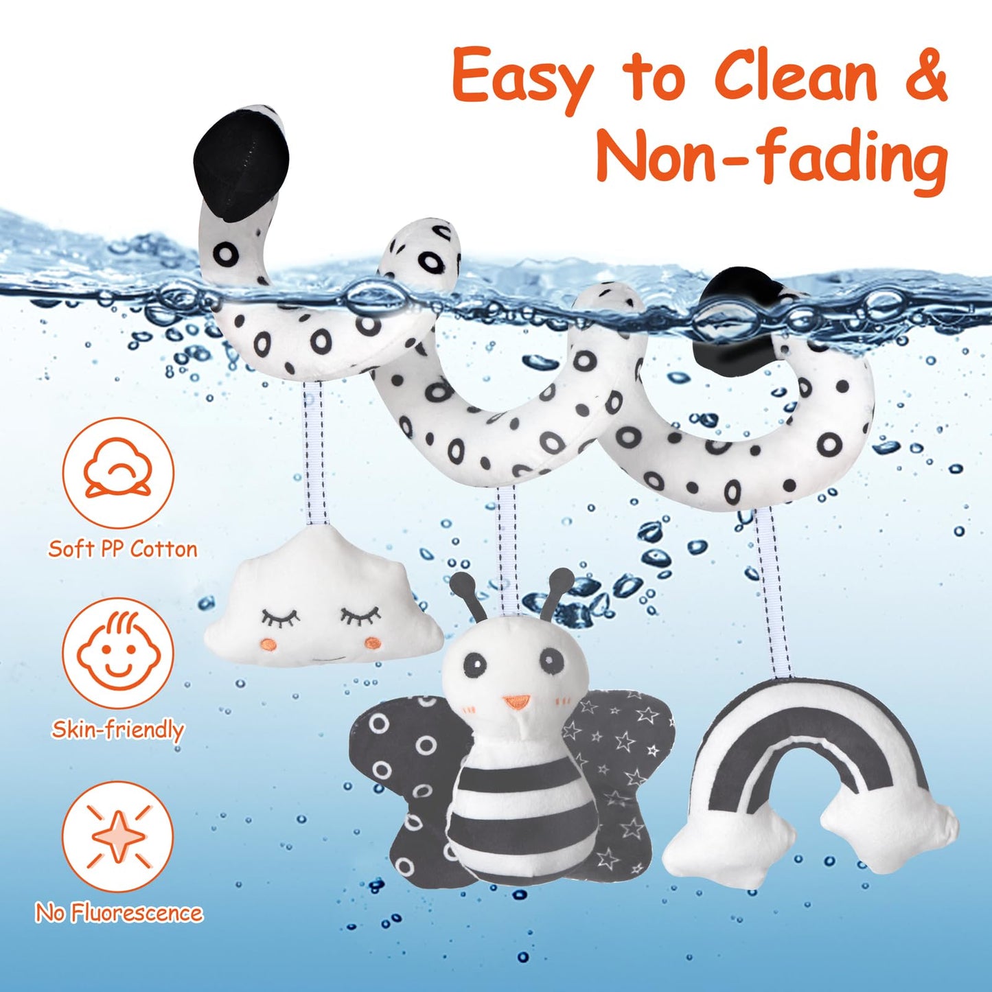 Car Seat Toys, Infant Baby Spiral Activity Hanging Toys Stroller Toys For Car Seat Stroller Bar Crib Bassinet Mobile With Bb Squeaker And Rattles (Bee)