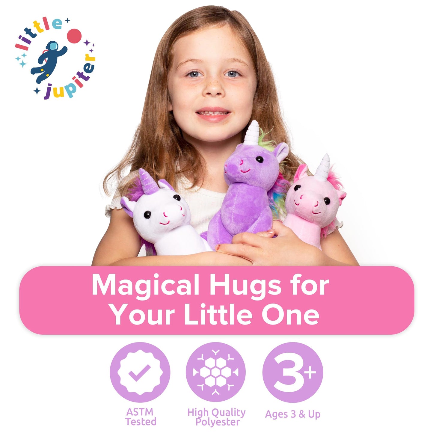 Little Jupiter Plush Unicorn 7.5'' - Stuffed Animal For Girls - Unicorn Stuffy - Easter & Christmas Gift - Pink