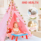 Gamenote Teepee Tent For Kids Indoor Tents With Mat, Inner Pocket, Unique Reinforcement Part - Foldable Kids Play Tent Canvas Tipi Childrens Tents For Girls & Boys (Pink)