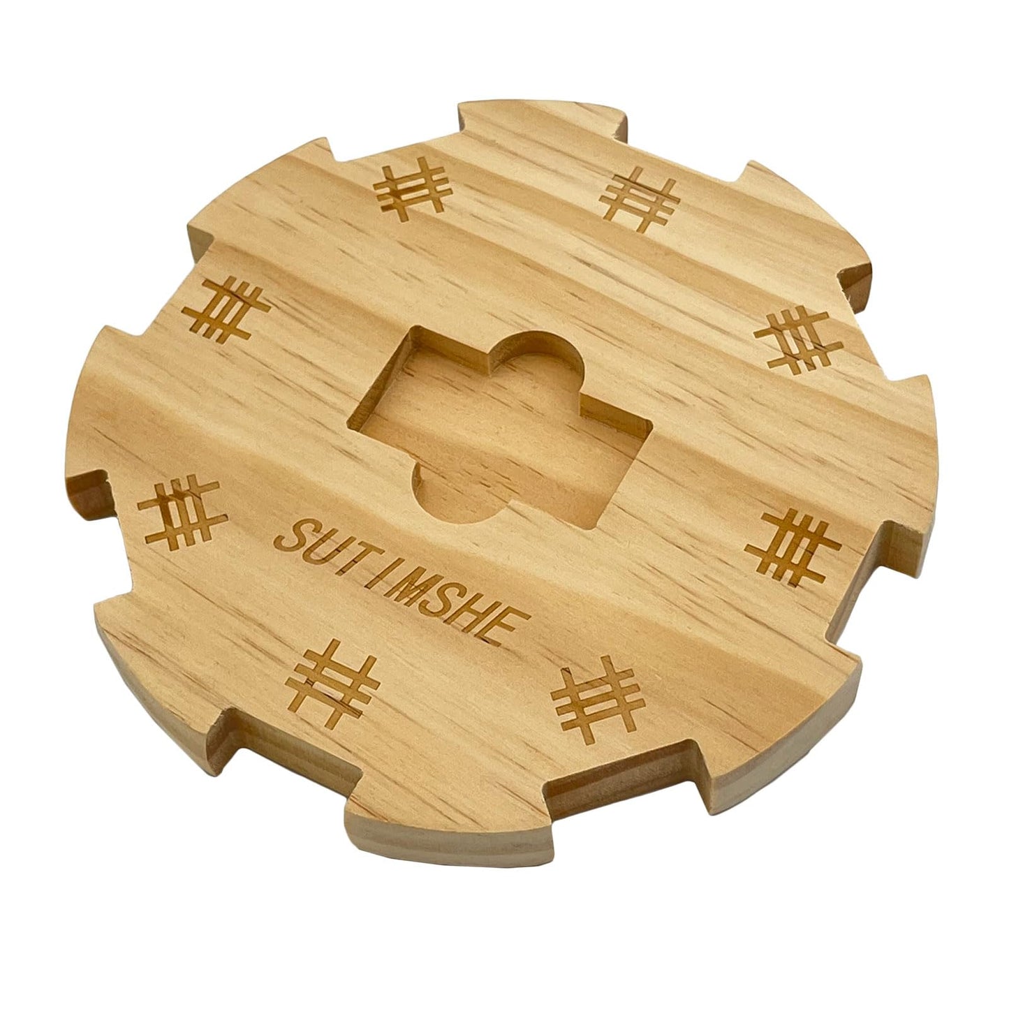 Sutimshe Wooden Hub Centerpiece For Mexican Train Dominoes Game With Felted Bottom (Up To 8 Players) Dominoes Accessories Made Of Superior Pine