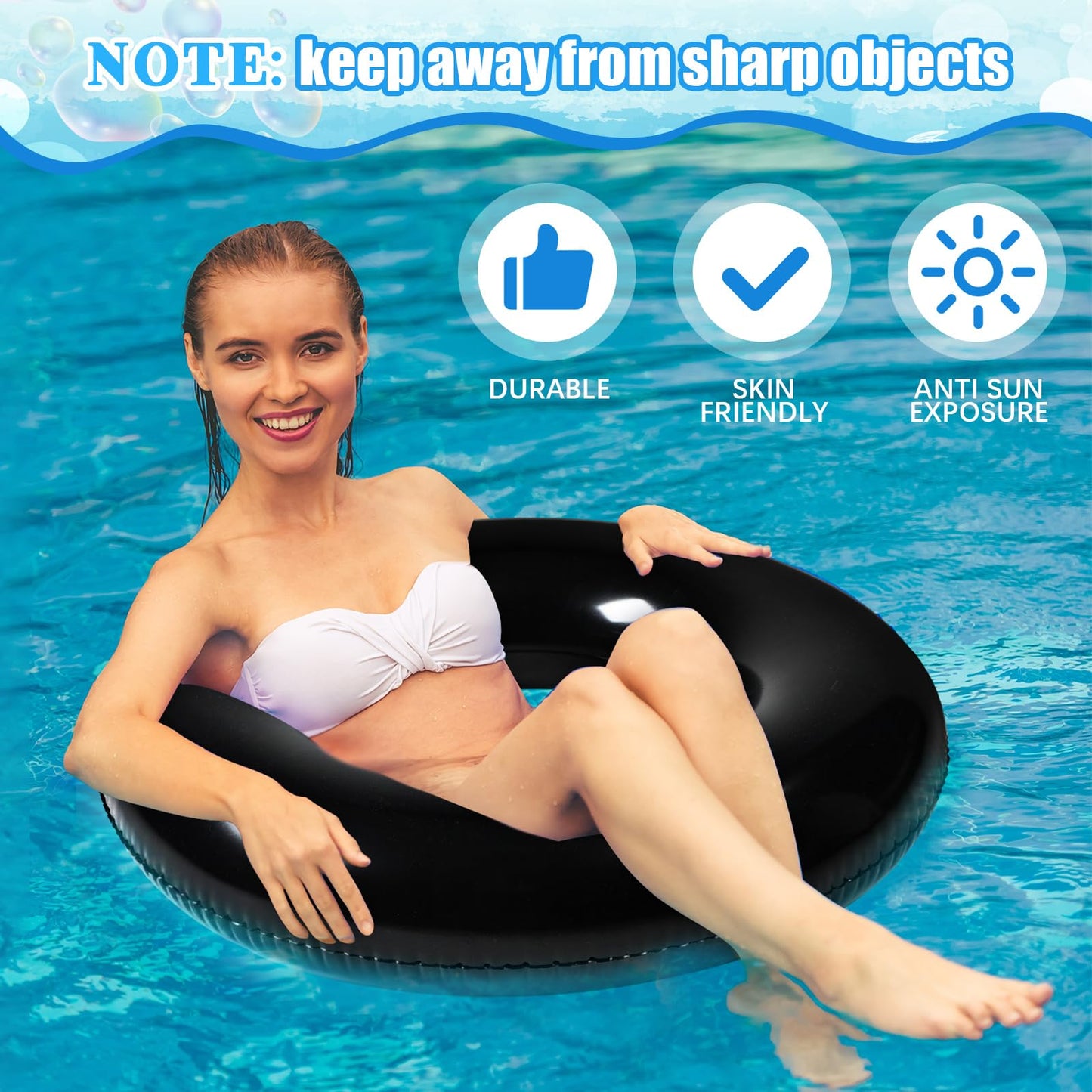 JellyArch 6 Pcs Inflatable Pool Floats 28 Inches Swim Tube Bulk for mature-themeds Swimming Ring Pool Floaties for Beach Party Decorations Women and Men River Lake Summer Vacation Holiday (Yellow)