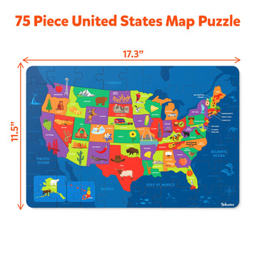 Skillmatics United States Map Puzzle - 75 Piece Jigsaw Puzzle, Educational Toy, Geography For Kids, 250+ Facts About The States Of America, Gifts For Boys & Girls Ages 6 To 12