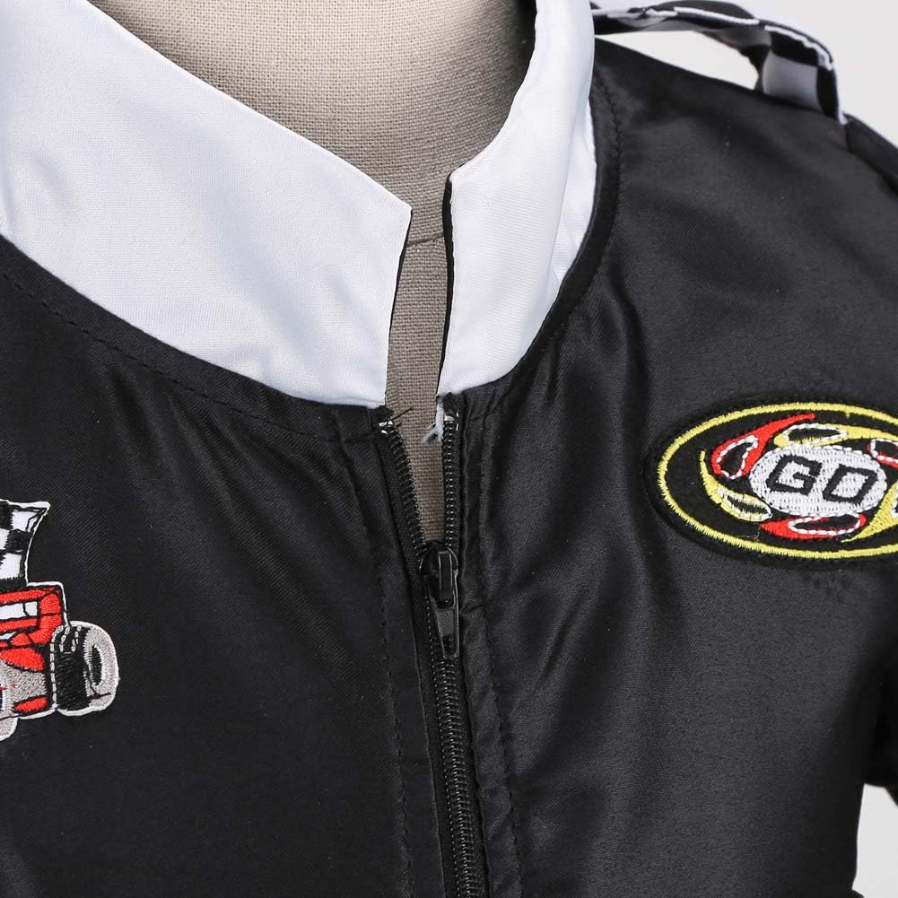 Lmyove Kids Race Car Driver Costume Boys Girls Racing Halloween Play Role Dress Up Racer Jumpsuit And Car Cap Toddler 3-9Y (Smal