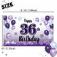 LASKYER Happy 36th Birthday Decorations,36th Purple Balloon Large Birthday Banner Backdrop Sign,36 Years Old Bday Party Supplies