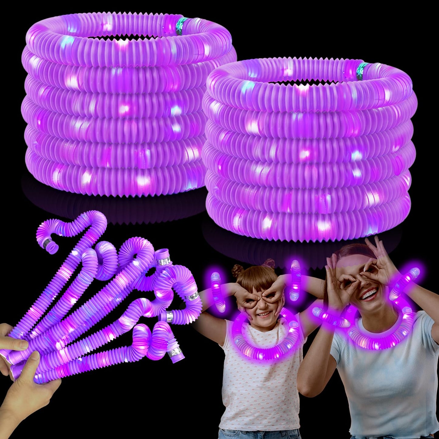 Kannove Glow Party Favors Supplies For Kids, 12 Pcs Purple Light Up Glow Sticks Necklaces Bracelets Accessories For Toddlers, Gl