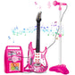 Deao Musical Guitar Play Set,Djustable Height Microphone,Amplifier Set With Stand,Music Light Karaoke Music Toys Birthday For Kids Boys Girls