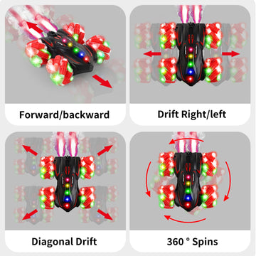 Zokugar Upgraded Gesture Sensing RC Stunt Car,360Double-Sided Spray Driving Hand Controlled RC Car Glove Controlled Twist Remote